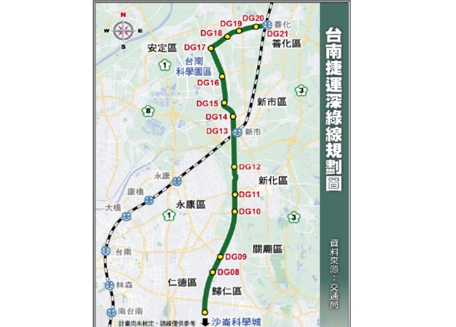 台南捷運深綠線 串連南科與沙崙科學城