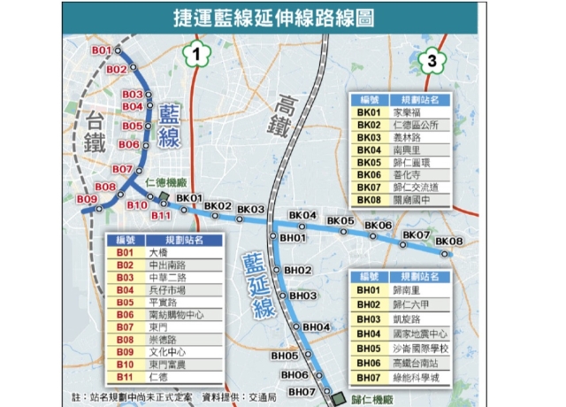 高架單軌 捷運藍延線串聯市區到高鐵